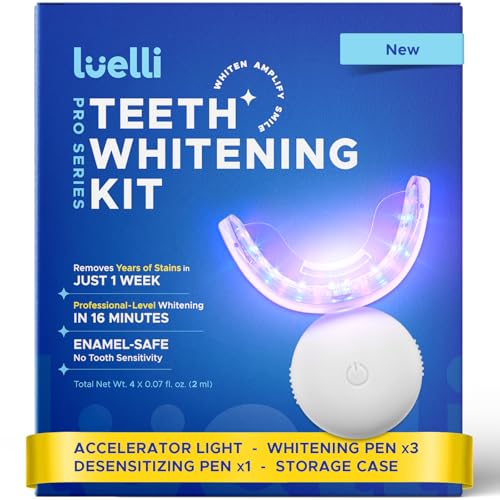 Luelli Teeth Whitening Kit with 35% Carbamide Peroxide - Teeth Whitener for Sensitive Teeth | Enamel Safe - 32 LED Lights - Wireless with Tray and Whitening Gel Pen for Home | Travel (Mint) 6.7 Fl Oz (Pack of 1)