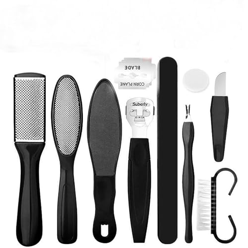 Callus Remover & File - Metal Scraper for Dead Skin & Heels. Wet/Dry. Black