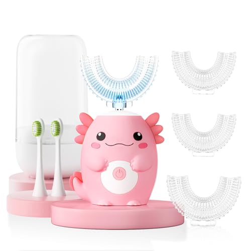 Axolotl Kids Electric U Shaped Sonic Toothbrush,59S Timer-Age2-15 Pink Pink Axolotl