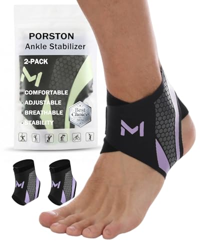 2-Pack Ankle Brace for Men & Women,Adjustable Lace up Ankles Sock,Basketball Ankle Stabilizer with Straps,Orthopedic Compression Sleeve for Plantar Fasciitis Relief,Tendonitis,Sprained(Purple) Purple