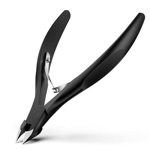 BALUCA Nail Cuticle Trimmer – Professional Stainless Steel Cuticle Clippers Nail Cuticle Remover Tool, Precision Nail Nippers Professional for Dead Skin, Cuticle Cutter with Ergonomic Handle (Black) Black