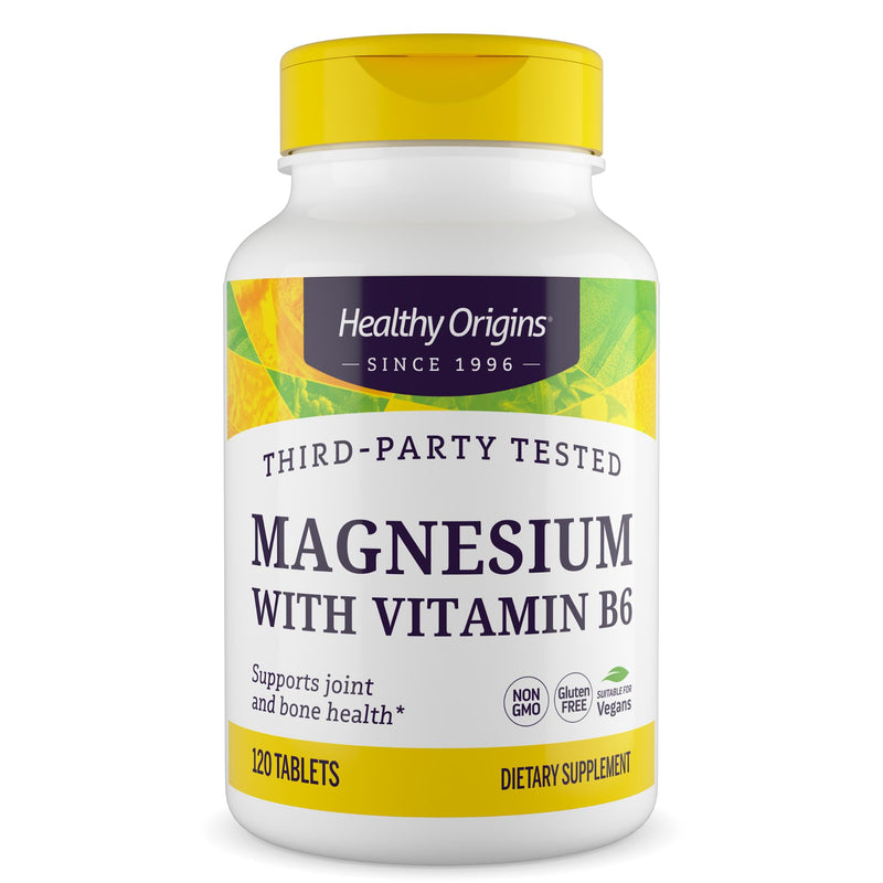 Healthy Origins Magnesium & Vitamin B6, Non-GMO, 120 Tablets