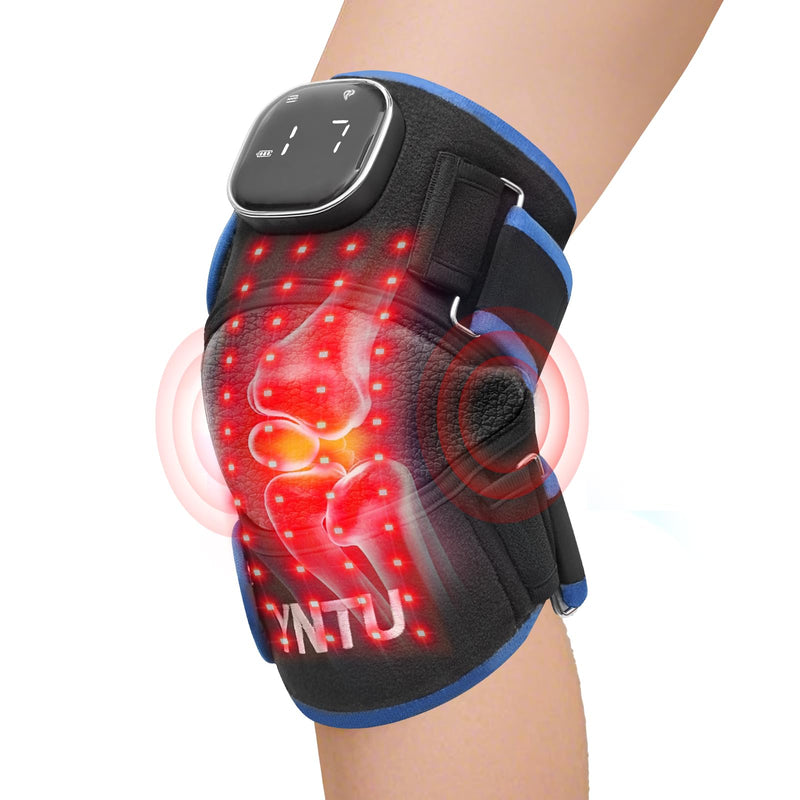 Red Light Therapy & Vibration Massage Knee Brace – Wireless Rechargeable Controller, 660nm & 850nm Red Light Therapy Heated Device – for Knee/Elbow/Shoulder/Joint (Blue) Blue - BeesActive Australia
