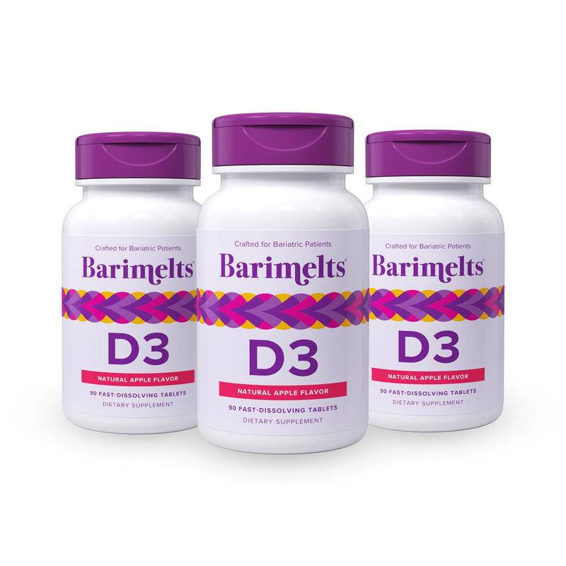 BariMelts Vitamin D3 5000 IU, 270 Fast-Dissolving Tablets (9-Month Supply), Bariatric Vitamins for Women, Natural Apple Flavor 90 Count (Pack of 3)