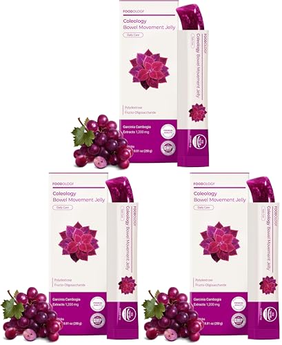 FOODOLOGY Coleology Bowel Movement Jelly, Grape & Prune, 10 Sticks PDRN, Biotin & Hyaluronic Acid, Vitamin for Skin Glow, Hair & Nail Support, Korean Jelly Collagen Sticks 10 Count (Pack of 3)