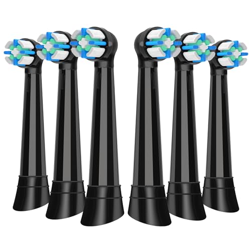 6 PCS IO Replacement Brush Heads Compatible with Oral B IO 2/3/4/5/6/7/8/9/10/Deep Clean Series Electric Toothbrushes, Toothbrush Heads Compatible with Oral B IO (Black) Black 6 Count (Pack of 1)