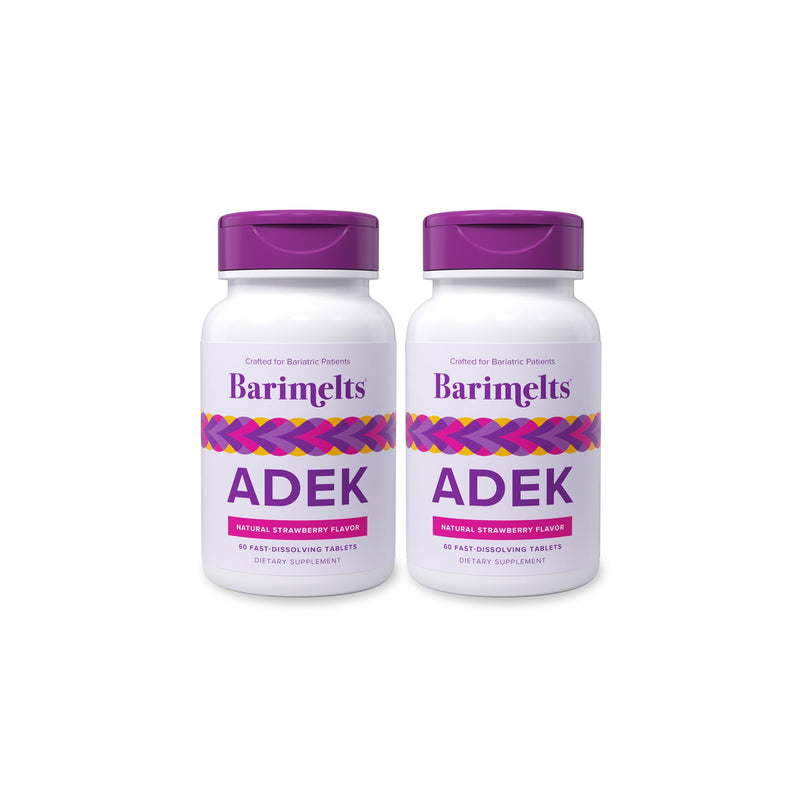 BariMelts ADEK - 120 Fast-Dissolving Tablets (4-Month Supply) - Sugar-Free Bariatric Vitamins for Women Including Vitamin A, Vitamin D, Vitamin E & Vitamin K, Natural Strawberry Flavor 60 Count (Pack of 2)