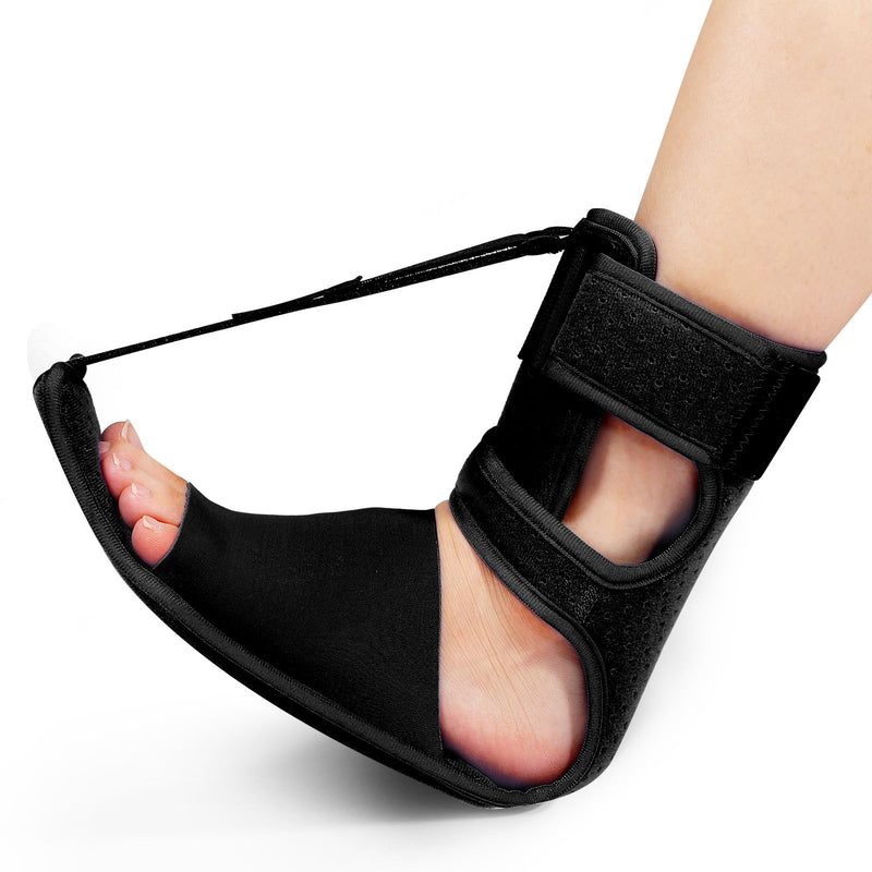 Upgrade Plantar Fasciitis Night Splint & Relief Brace with Adjustable Straps - Support for Achilles Tendonitis, Heel Spur Pain, Day & Night Use (1, Black) 1 - BeesActive Australia