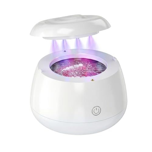 LA MIERE Upgraded 48kHz Ultrasonic Retainer Cleaner, 200ml Dental Cleaning Pod with 4 UV-C Lights & 4 Modes, Sonic Cleaner for Aligners Night Guard Mouth Guard Braces Toothbrush Jewelry, White