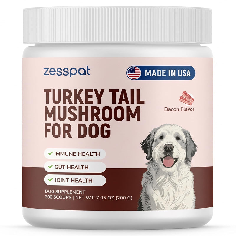 Turkey Tail Mushroom for Dogs - Premium Immune Support Supplement, Mushroom Supplement for Lumps & Bumps, Immunity, Gut, Skin & Joint Support, Natural Powder for Dogs - 200 Scoops, 7.05 oz