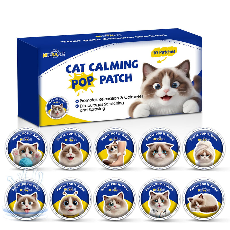 Cat Calming Pheromone Diffuser Patches (4-Bead), Portable Calming Support for Carrier,Car Travel,Vet Visits, Long-Lasting 48H Effect (10-Pack) Blue