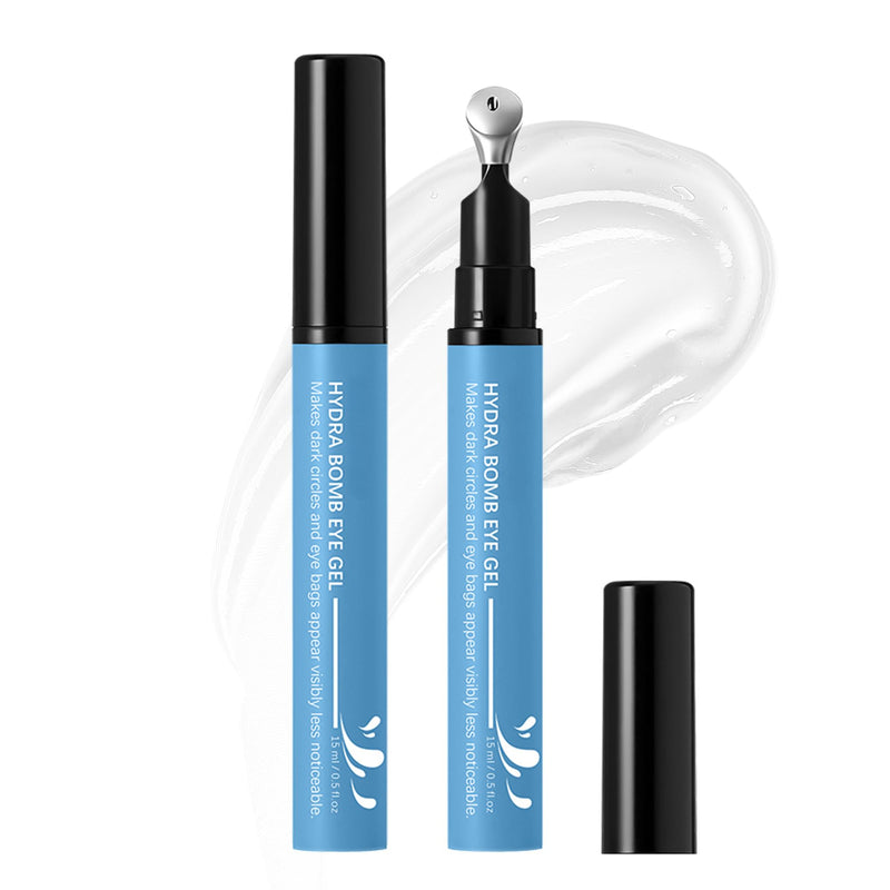 Hydrating Cooling Eye Gel - Under Eye Gel Cream with Hyaluronic Acid & Caffeine & Vitamin C - Under Eye Treatment Serum Target Dark Circles and Puffiness - Skin Care for Eyes, 0.5 fl oz
