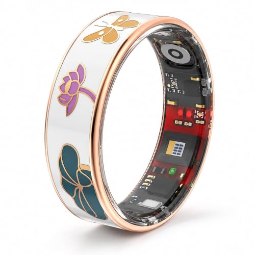 Smart Ring for Women with Enamel Health Ring Fitness Ring Fitness Tracker with Sleep Heart Rate Monitoring Distance Pedometer Calorie for Android iOS 7