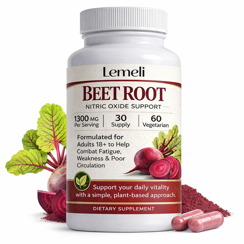 Beetroot, Plant-Based Beet Root Extract Supplement with Vitamin C & Black Pepper – Daily Wellness Formula, Vegan, Non-GMO & Gluten Free, 60 Capsules (1) (1) | Beetroot Extract, Vitamin C & Black Pepper, Plant Based Formula for Energy Routine and Immune...