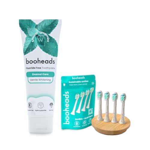 Booheads Fluoride Free Hydroxyapatite Toothpaste and Compatible Sonicare Heads Bundle