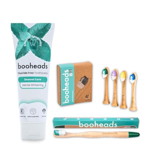 Booheads Fluoride Free Hydroxyapatite Toothpaste and Compatible Sonicare Deep Clean Heads Bundle