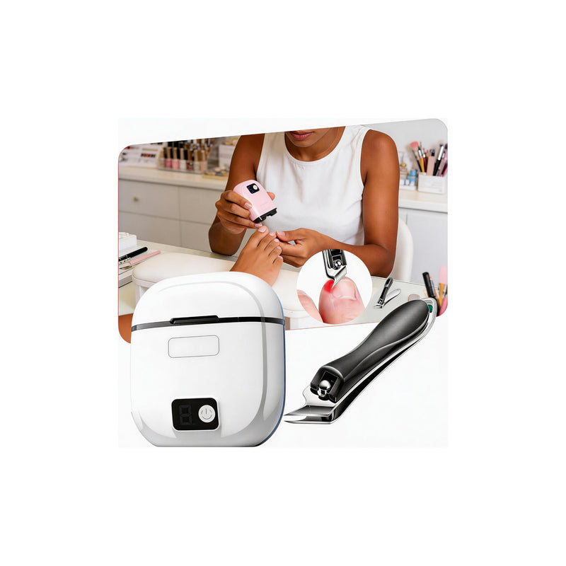 Electric Nail Clipper, 2026 Improved Nail Clippers Set, Includes an Automatic 2-in-1 Nail Clippers (with LED Light & Storage Box), an Oblique Nail Clippers, Ideal for All Your Nail Care Needs - White