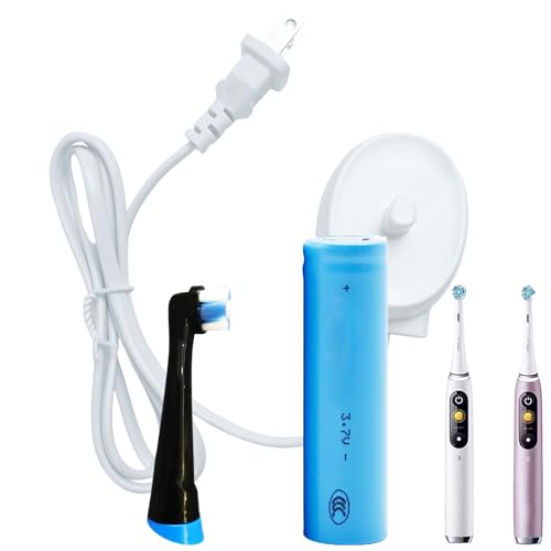 Nzzz Complete Repair Kit for Oral-B iO Series 4 5 6: 1250mAh Replacement Battery + Inductive Charging Base + 1x Bonus iO Brush Head | Full Power Restoration Set for Model 3753 3758 NiMH
