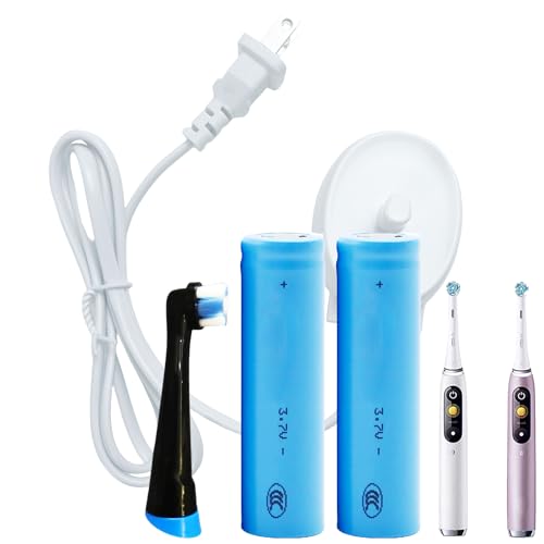 Nzzz Professional Duo-Battery Kit for Oral-B iO 4 5 6: 2X 1250mAh Upgraded Batteries + Charging Base + 1x Bonus iO Brush Head | The Ultimate Maintenance Bundle for iO Series NiMH