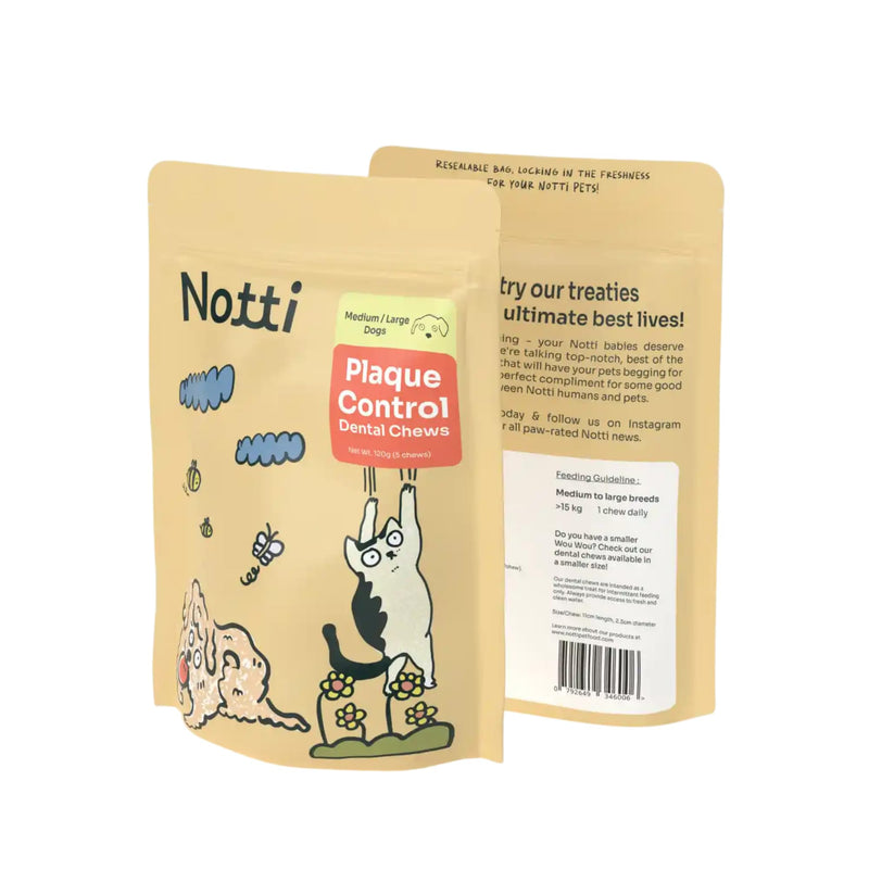 Notti Dental Chews for Medium to Large Breed Dogs – Plaque & Tartar Control Dental Stick, Teeth Cleaning Oral Care Treats, Fresh Breath & Healthy Gums – Duck, Spinach & Broccoli