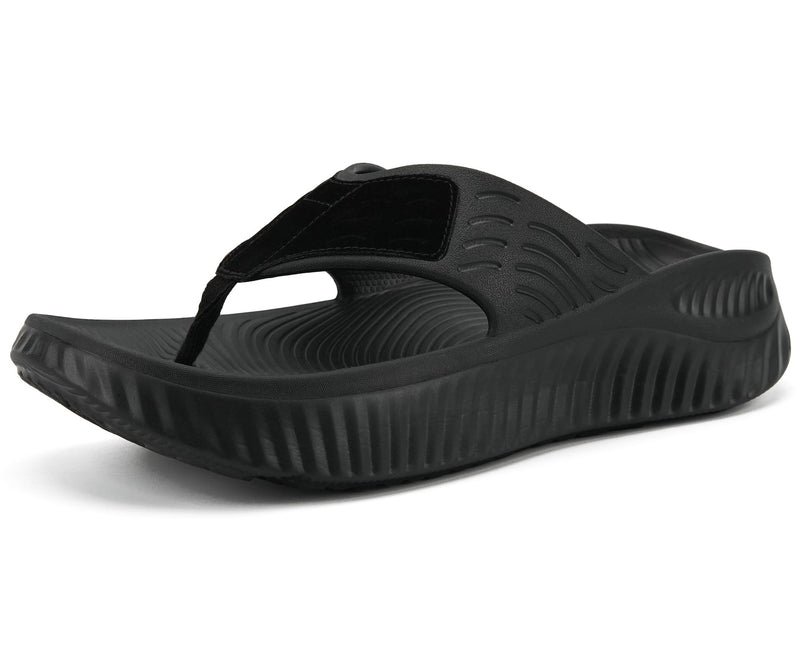 KuaiLu Flip Flops for Women with Arch Support Summer Beach Thong Sandals 9 Black（go One Size Up）
