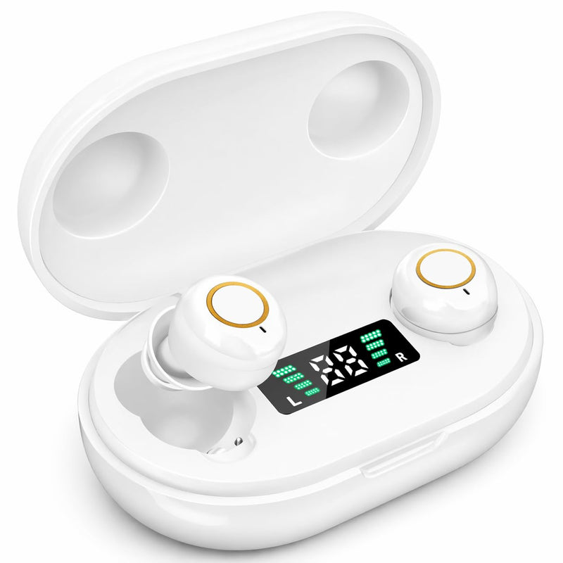 Rechargeable Hearing Amplifier for Seniors - Personal Sound Amplifier Device with Charging Case, Noise Reduction for TV Watching & Conversations, Easy Volume Control, Comfortable In-Ear PSAP (White) White