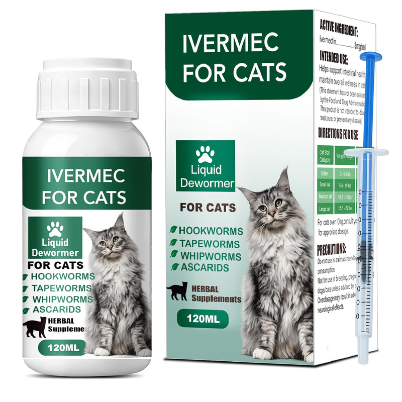 Cat Dewormer Liquid,Dewormer for Cats Broad Spectrum for Tapeworms, Roundworms & Hookworms, Promotes Digestive Comfort & Daily Balance