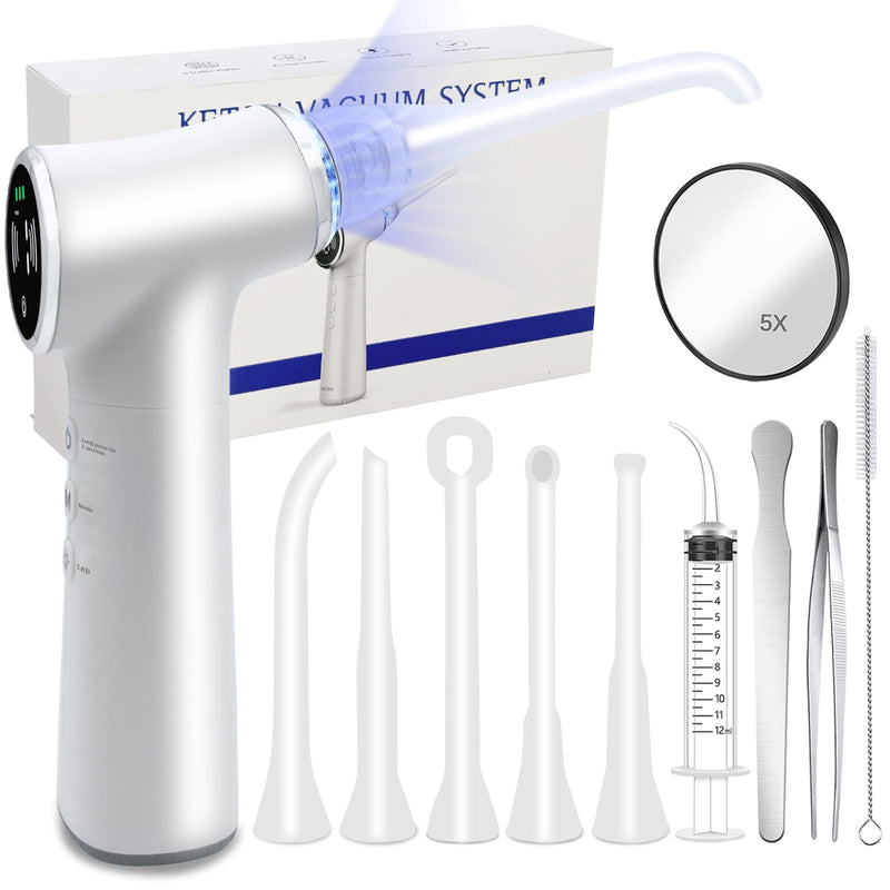 Upgraded Tonsil Stone Remover Tool, Upgraded Electric Tonsil Stone Removal Kit - with Built-in LED Light & 6-Level Suction for Bad Breath Prevention, Oral Suction Device for Stone Removal Ivory - BeesActive Australia