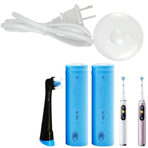 Nzzz Professional Duo-Battery Kit for Oral-B iO 7 8 9: 2X 1250mAh Upgraded Batteries + Charging Base + 1x Bonus iO Brush Head | The Ultimate Maintenance Bundle for iO Series NiMH