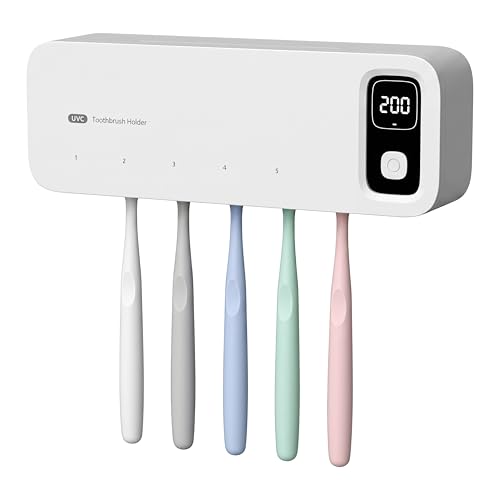 UVC Toothbrush Holder with UV Sanitizer & Dryer (White) White