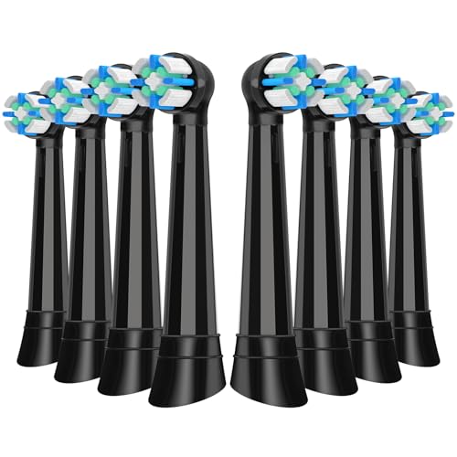 8 Pcs IO Replacement Heads Compatible with Oral B IO 2/3/4/5/6/7/8/9/10 Electric Toothbrush, Brush Heads for Teeth Clean Compatible with Oral B IO (Black) Black 8 Count (Pack of 1)