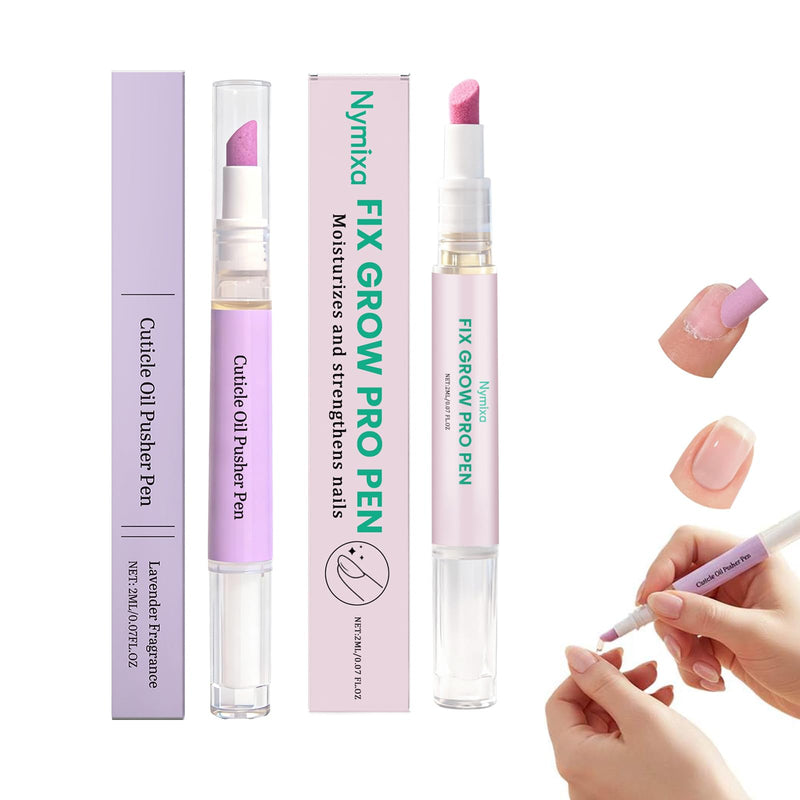 4-in-1 Cuticle Oil Pusher Pen, 2026 New Cuticle Pusher Oil Pen Nail Cuticle Pen Applicator, Cuticles Remover Pens for Dry Damaged Nails, Hangnails, Moisturize Strengthen Brighten (1 Pink+1 Purple) 1 Pink+1 Purple