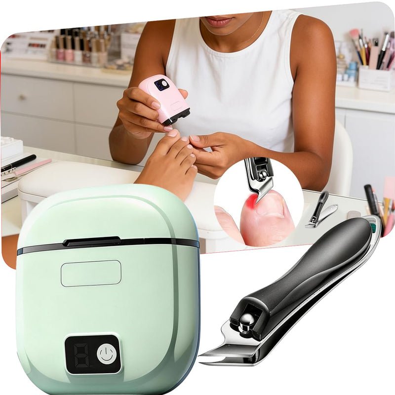 Electric Nail Clipper, 2026 Improved Nail Clippers Set, Includes an Automatic 2-in-1 Nail Clippers (with LED Light & Storage Box), an Oblique Nail Clippers, Ideal for All Your Nail Care Needs - Green