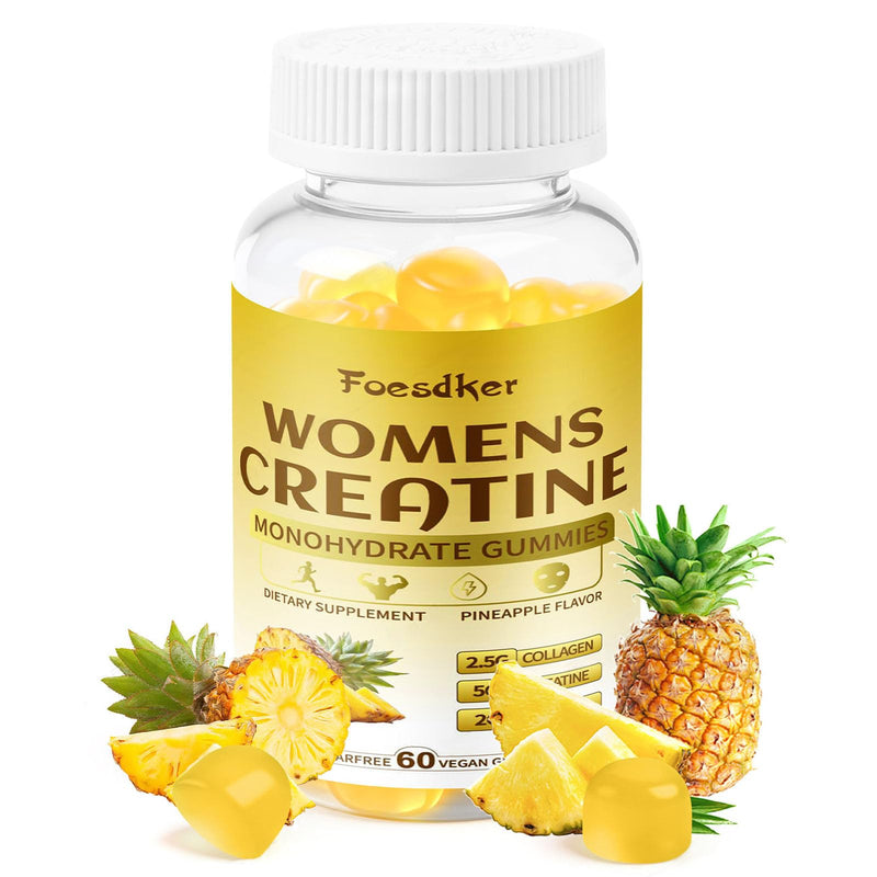 creatine Gummies for Women,Sugar Free,Pineapple Flavor | Creatine Monohydrate Gummies with Collagen,Vitamin D3 & Calcium for Muscles & Booty & Energy,