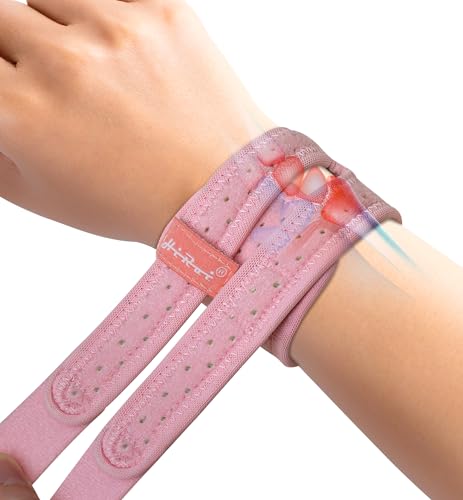 HiRui Wrist Brace for TFCC Tears, Adjustable Wristband Wrist Wraps Support for Fitness Weightlifting Tennis Tendonitis Carpal Tunnel Arthritis Pain Relief, One Size Adjustable (Pink, 2 Pack) Pink, 2 Pack