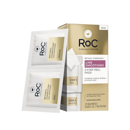 RoC Retinol Correxion Line Smoothing 2-Step Peel Pads - 20 Treatments 20 Count (Pack of 1)