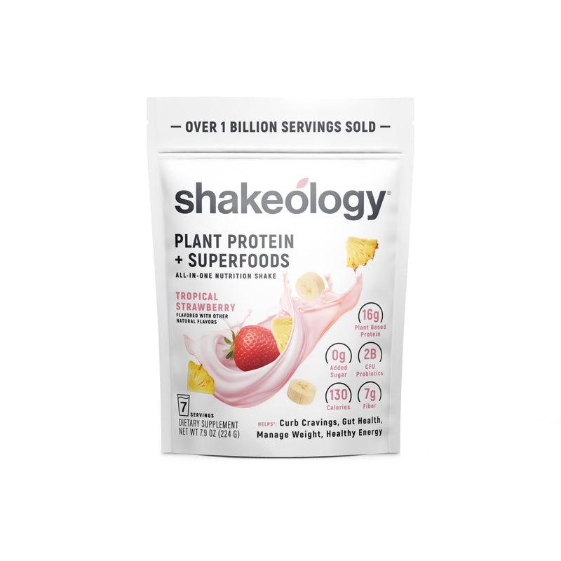 Shakeology 0g Added Sugar Plant-Based Protein - Tropical Strawberry, 7 Serv | Gluten free, superfood protein shake with vitamins & minerals, helps support healthy weight loss, lean muscle & gut health Tropical Strawberry Vegan 7 Servings