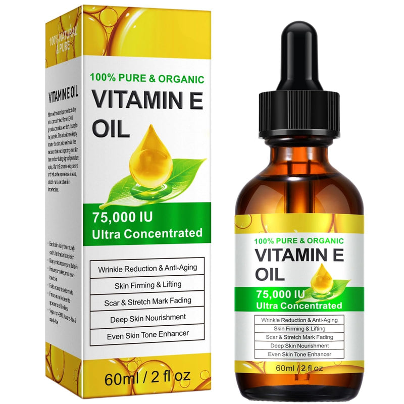 Vitamin E Oil, Vitamin E Oil for Skin, Face, Scars, Body, Moisturizing Dry Skin, 2Oz
