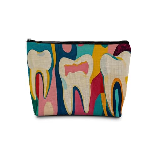 Dentist Gifts Makeup Cosmetic Bag for Women, Dental Assistants Hygienist Gifts, Abstract Tooth Dentist Dental Portable Travel Toiletry Bag Zipper Makeup Pouch Dental two