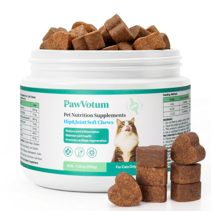 Glucosamine for Cats, Pet vitamins and supplements with Chondroitin, MSM & Green-Lipped Mussel, Support Cartilage Health, Hip & Joint, Mobility & Flexibility for kittens, adult and senior cat