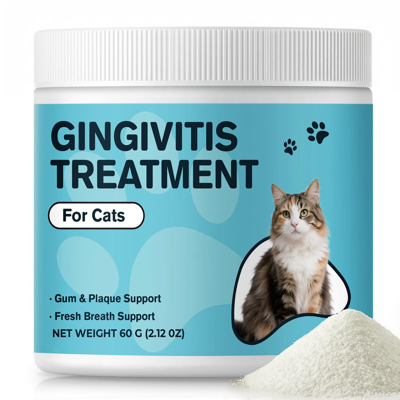 Cat Dental Care Powder for Plaque & Bad Breath - Gingivitis Support, Teeth & Gum Support with Green Tea, Cranberry & Zinc - Daily Cat Teeth Cleaning Powder
