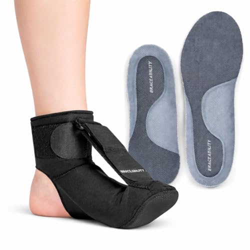 BraceAbility Plantar Fasciitis Relief Bundle - Night Splint Sock and Arch Support Insoles for Heel Pain, Achilles Tendonitis and Foot Pain Support (M)