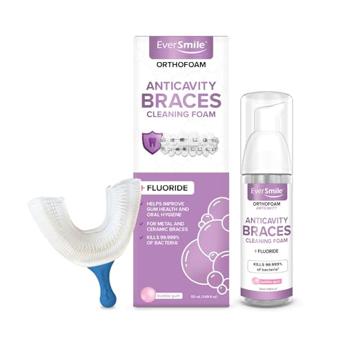 EverSmile Braces Care Bundle for Kids: OrthoFoam Anticavity (50ml) + TrayBrush U-Shaped Toothbrush – Deeply Cleans All Your Teeth & Gums at Once, Even Under Metal & Ceramic Braces, Brackets & Wires Child Anticavity