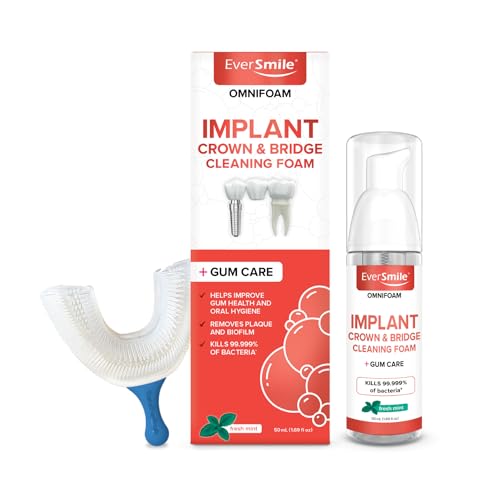 EverSmile Implants, Crowns & Bridges Care Bundle: OmniFoam Foam Cleaner (50ml) + TrayBrush U-Shaped Toothbrush – Thoroughly Cleans All Your Teeth at Once to Help Improve Oral & Gum Health