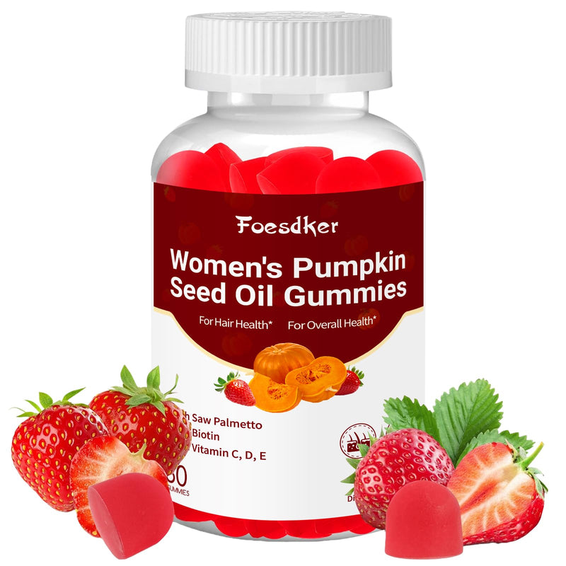 4000mg Pumpkin Seed Oil Gummies with Saw Palmetto,Strawberry Flavor | Pumpkin Seed Oil Gummies with Saw Palmetto,Biotin,Vitamin C, D, E ,for Hair & Skin & Daily Overall Health