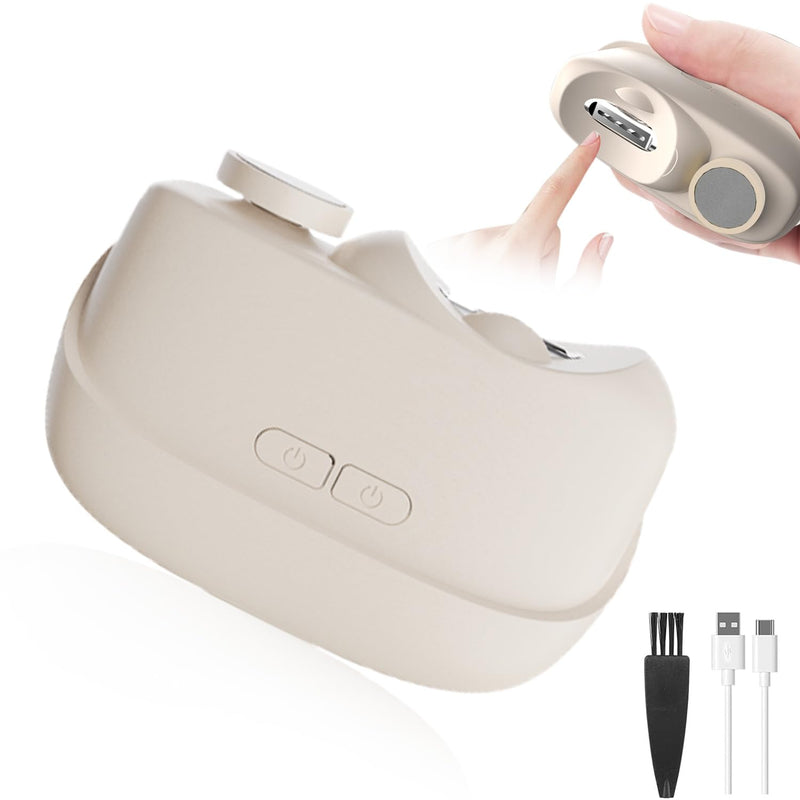 Electric Nail Clipper, 2026 Upgrade Electric Nail Clippers for Seniors 3 in 1 Smart Nail Clippers with Polishing and LED Light Electric Automatic Nail Clipper for Fingernails Adults,Baby(Apricot) Apricot - BeesActive Australia