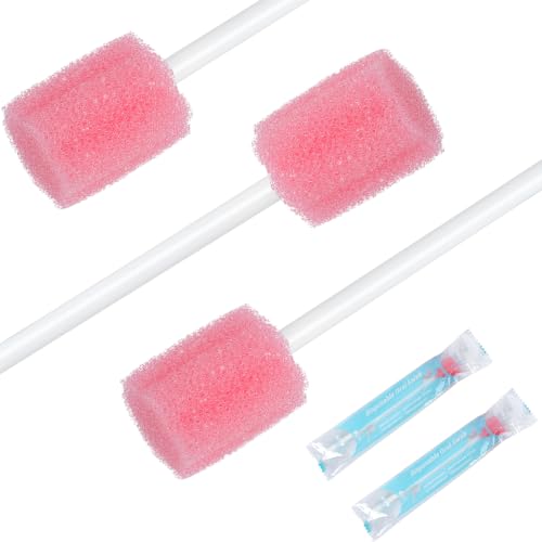 Safety Oral Swabs 250 PCS, Gum-Protective Mouth Swabs for Elderly, Pink Flower, Individually Wrapped（Unflavored）
