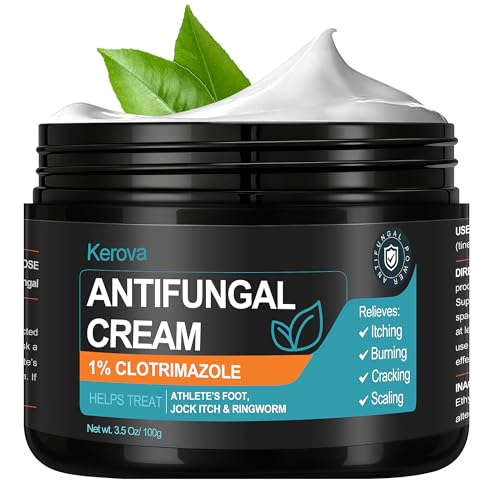 Antifungal Cream for Jock Itch, Athlete’s Foot & Ringworm – 1% Clotrimazole Cream, Relieves Burning, Scaling, Itching & Cracking, Ringworm Treatment for Humans (3.5 Ounce) 3.5 Ounces