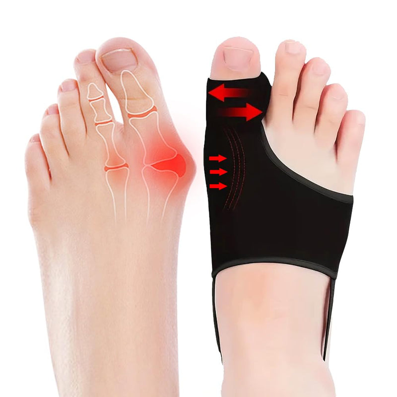 2PCS Bunion Corrector for Women & Men,Big Toe Separators-Bunion Splint-Bunion Pads-Hammer Toes Straightener-Toes Spacers Pain Relief, Comfortable & Breathable for Day/Night Black - BeesActive Australia