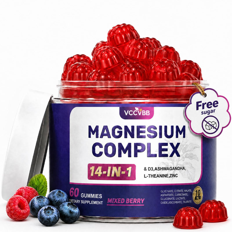 Magnesium Glycinate Gummies, 500mg 14-in-1 Magnesium Complex, 60 Count | With Ashwagandha, L-Theanine, Zinc & Vitamin D3 to Support Relaxation, Sleep, Muscle & Immune Health 60 Count (Pack of 1) 60.0